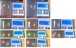 케미별 자중과 부력이 찌부력에 미치는 영향